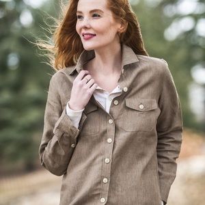 Tan Linen Long Sleeve Button-up Shirt - Tradlands “Lisbon”